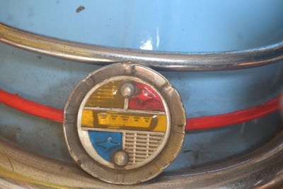 High angle view of vintage wheel