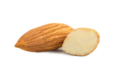 Close-up of bread against white background