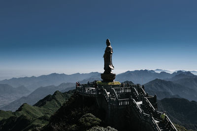 Low angle view of statue against clear sky