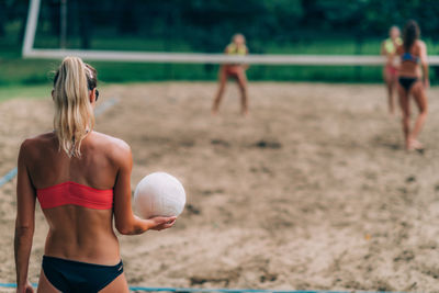 Female beach volleyball player