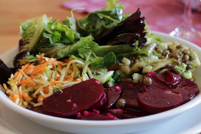 Close-up of meal served in plate