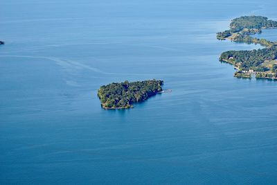 High angle view of boat in sea