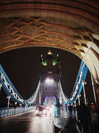 View of bridge at night