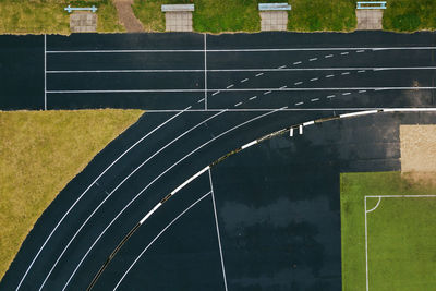 Aerial view of playground with running track