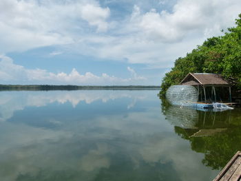 Scenic view of lake against sky