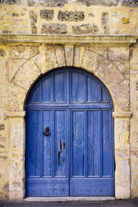 Closed door of old building