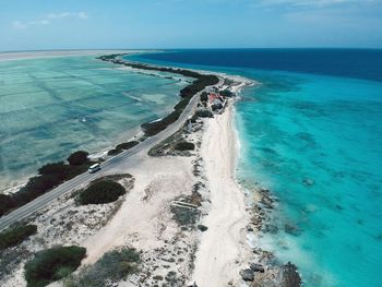 High angle view of beach against sky