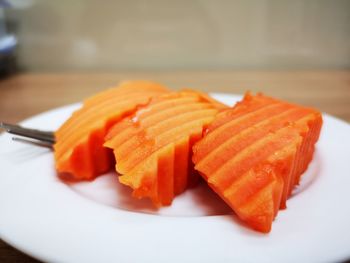 Close-up of sushi served in plate