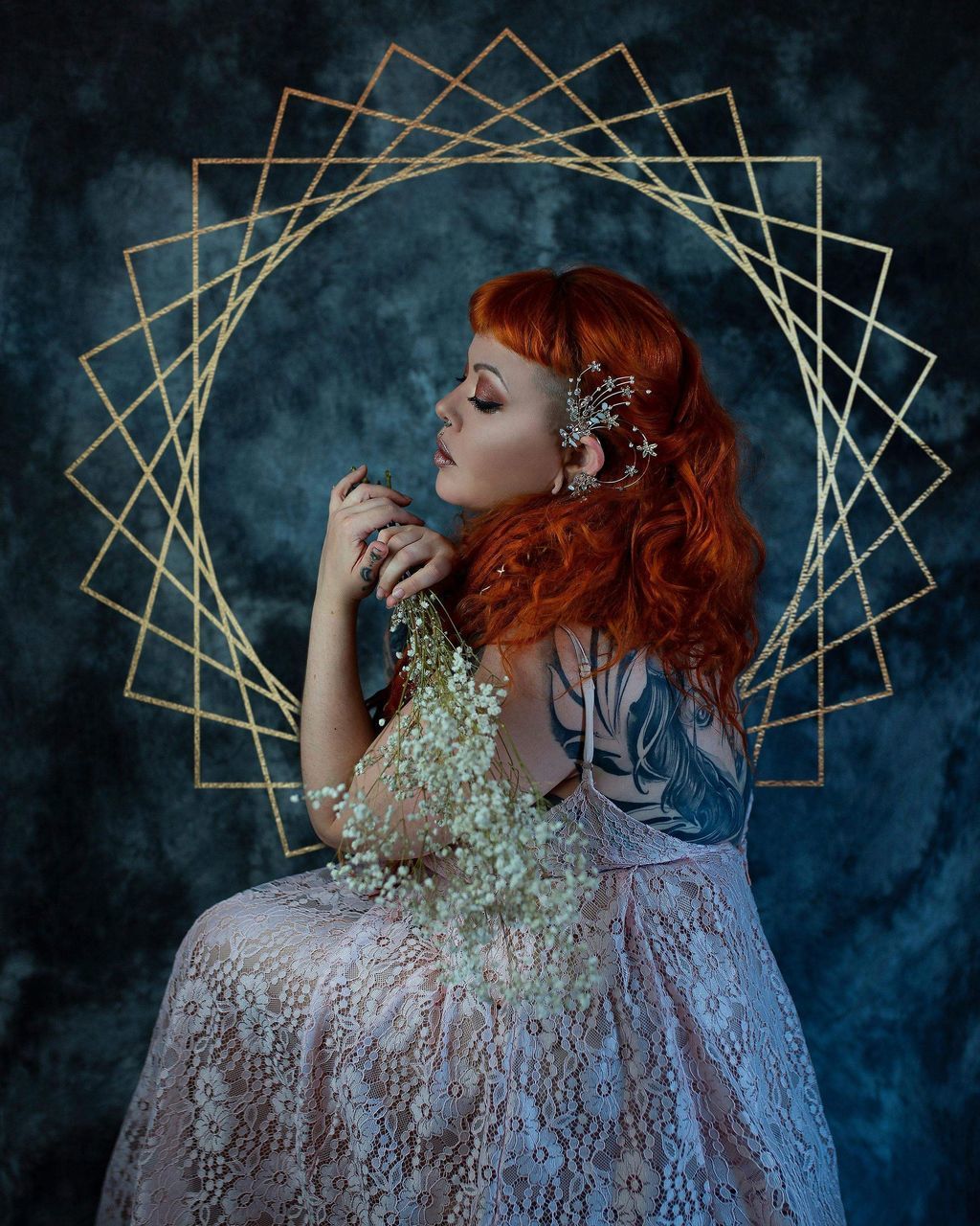 redhead, women, one person, adult, fashion, young adult, portrait, dress, hairstyle, dyed red hair, studio shot, contemplation, clothing, long hair, fantasy, dreamlike, person, looking, indoors, elegance, female, arts culture and entertainment, nature, human face, poster, creativity, glamour