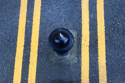 High angle view of zebra crossing on road