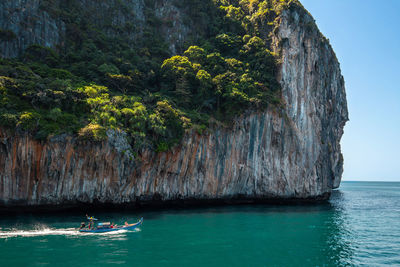 Scenic view of rock formation in sea