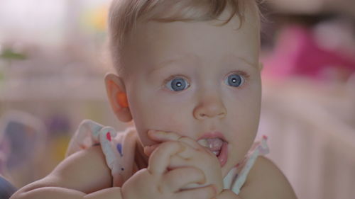 Close-up portrait of cute baby