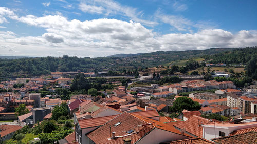 High angle view of townscape against sky