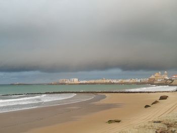 Scenic view of beach against sky