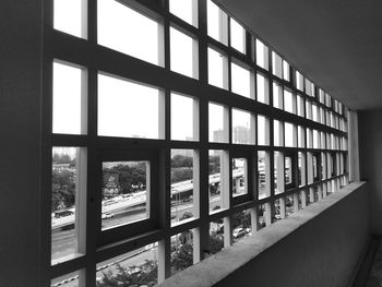 Buildings seen through glass window