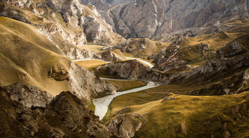 Scenic view of rocks in mountains