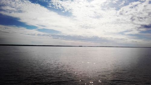 Scenic view of sea against cloudy sky
