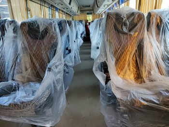 Rear view of people in bus