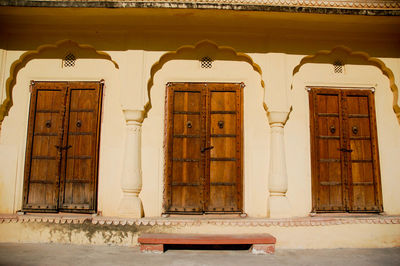 Open door of building