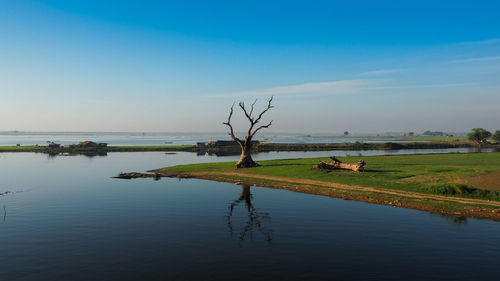 Scenic view of lake against sky