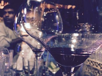 Close-up of wine glass on table