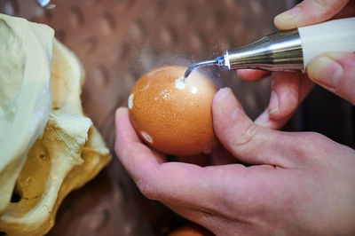 Cropped hand of person holding food