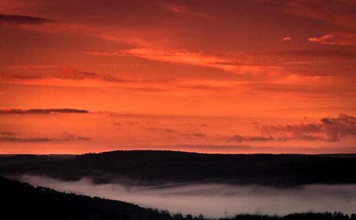 Scenic view of dramatic sky during sunset