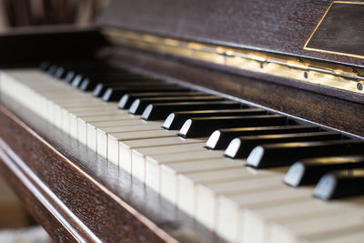 Close-up of piano keys