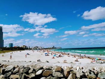 Scenic view of beach against sky