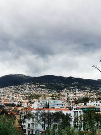 High angle shot of townscape against sky