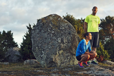 Runners having break, uppsala, sweden