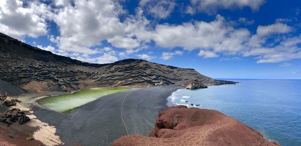 Panoramic view of sea against cloudy sky