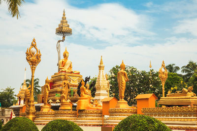 Panoramic view of temple against building