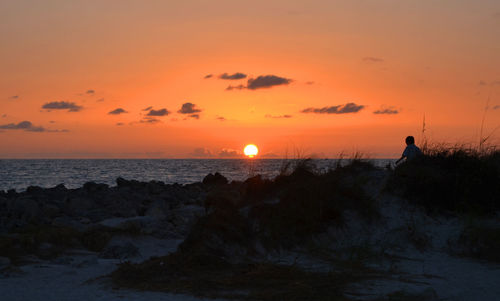 Scenic view of sea at sunset