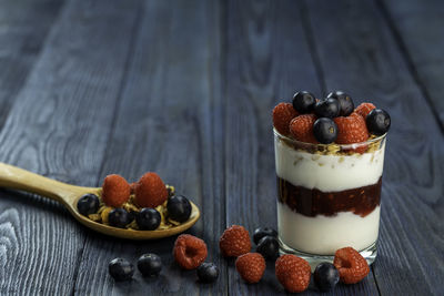 Close-up of dessert on table