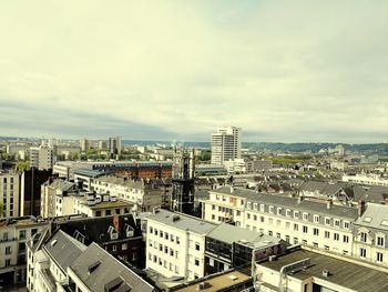 High angle view of townscape against sky