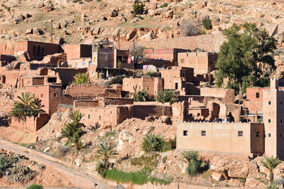 High angle view of buildings in city