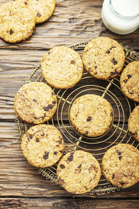 High angle view of cookies