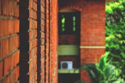 Close-up view of brick wall