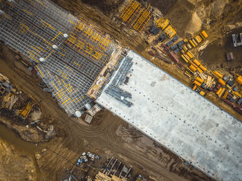 High angle view of crane at construction site