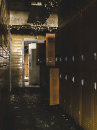 View of lockers in abandoned building