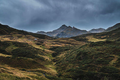 Scenic view of mountains against sky