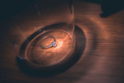 High angle view of heart shape on table