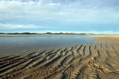 Scenic view of beach against sky