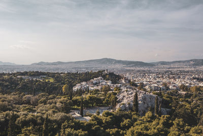 High angle view of townscape against sky