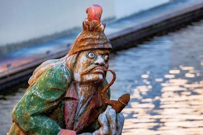 Close-up of statue against blurred background in prague 