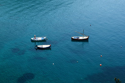 Boats on ligurian sea in bonassola, la spezia, liguria, italy.