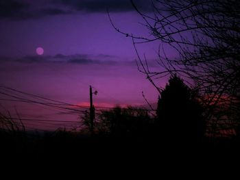 Low angle view of silhouette trees against sky at sunset