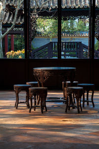 Close-up of empty chair