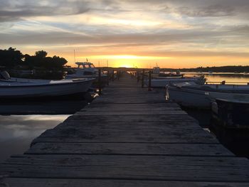 View of marina at sunset